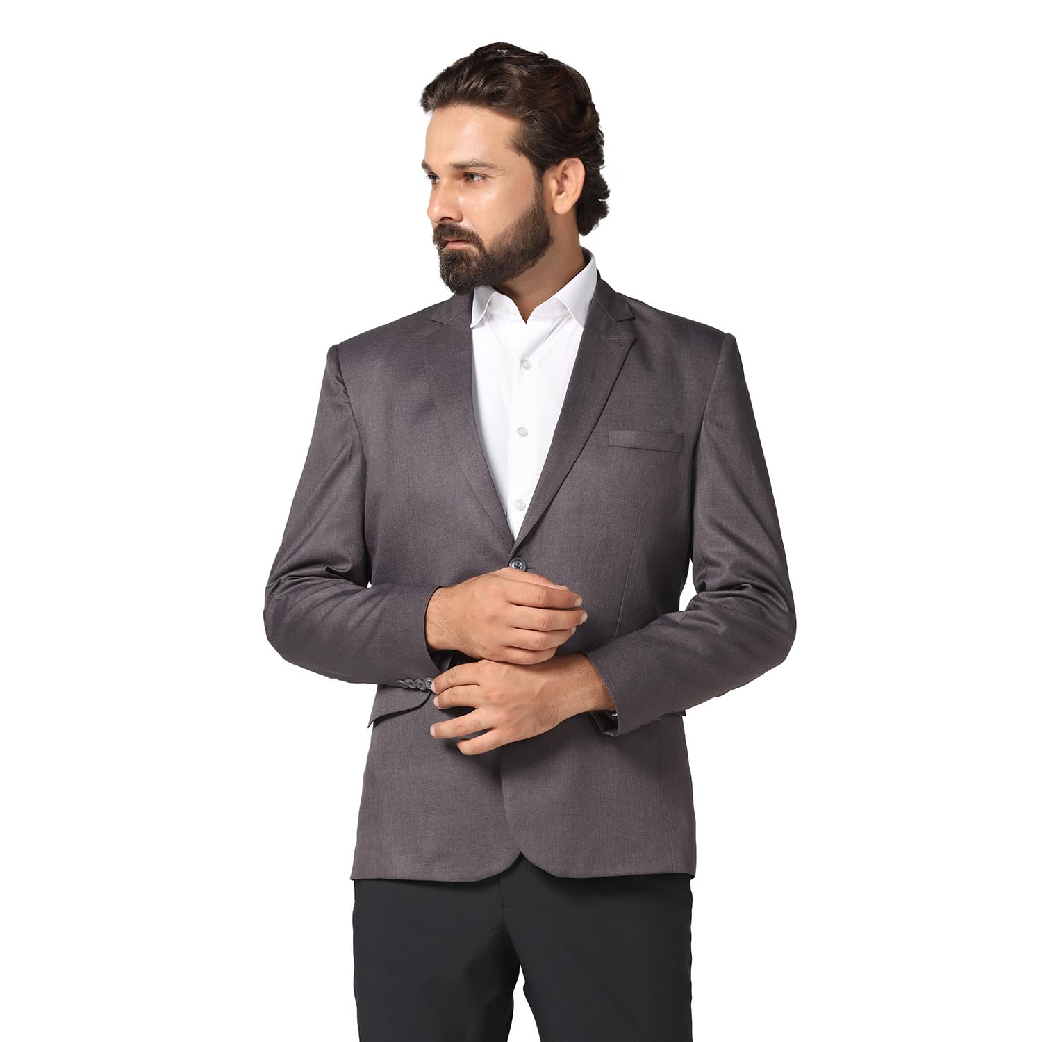 Men's Cotton Blend Single Breaster Notch Lapel Blazer-image-3