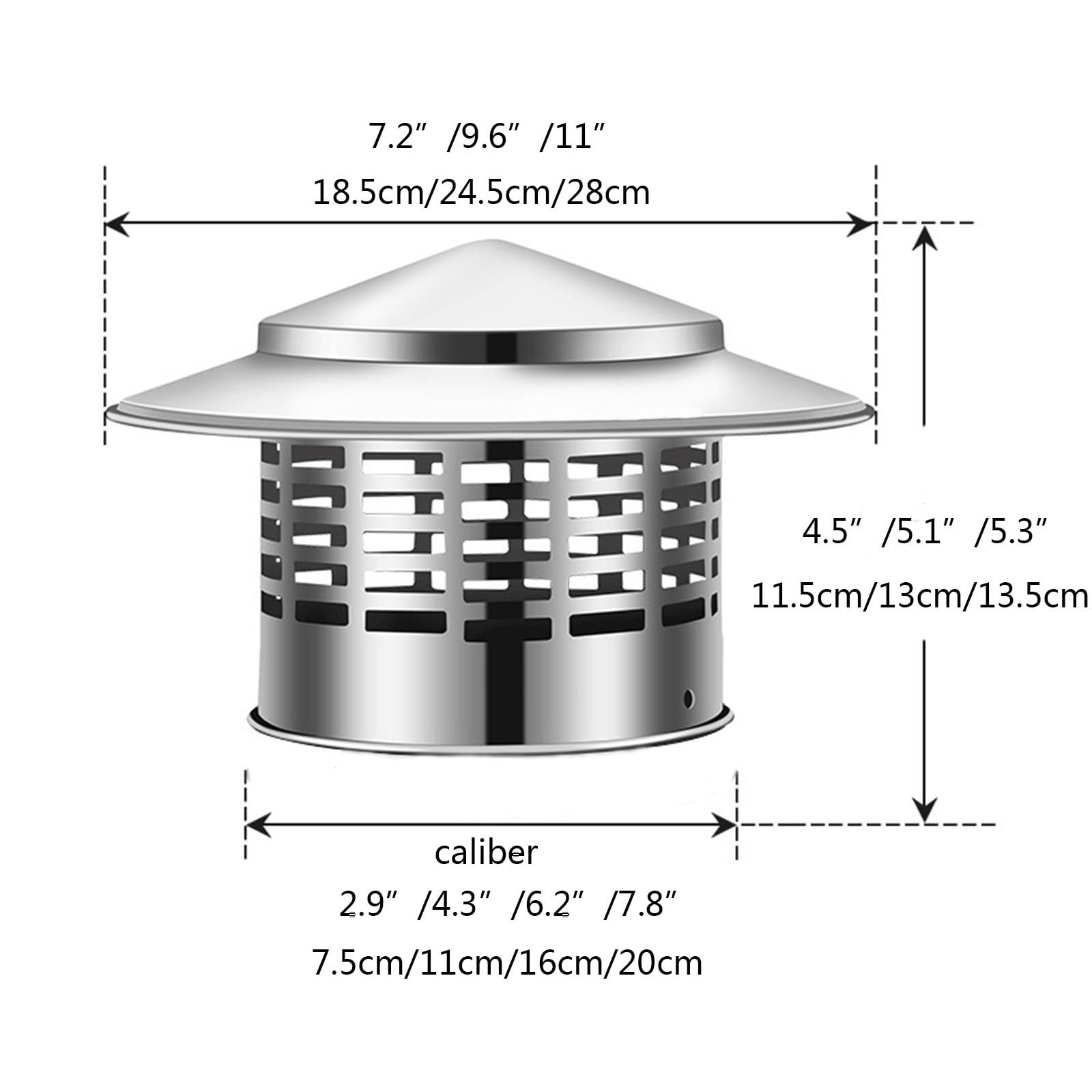 Tapas para chimeneas contra la Lluvia, Tapa de Chimenea de Acero Inoxidable - protección contra la Lluvia y la Chimenea, Tapa de Tubo de Chimenea con Rejilla, Tapa de Tec