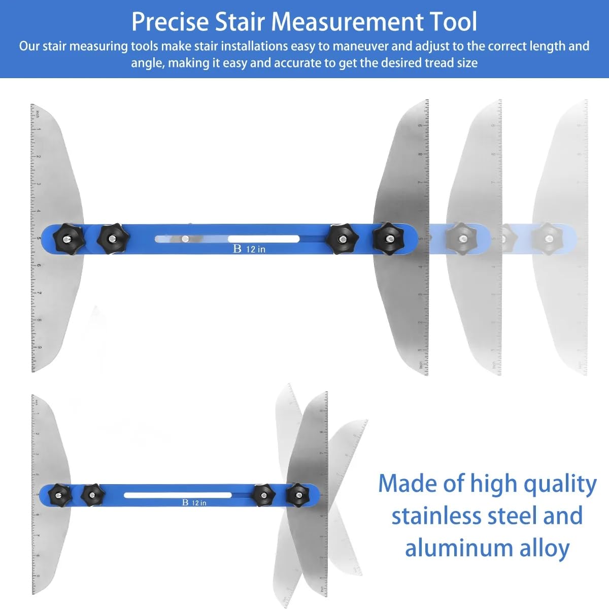 Strumento Modello Calibro Per Pedate Delle Scale, Strumento Di Misurazione Delle Scale Regolabile Per Pedate Delle Scale E Taglio Del Muro A Secco - Da 27,9cm A 152,4cm