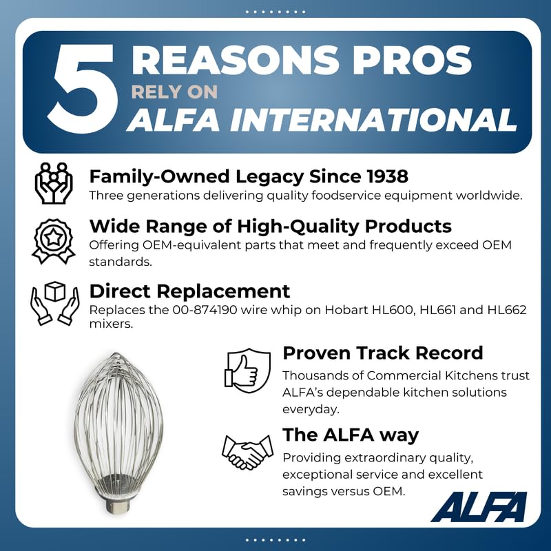 ALFA 60-VW L Replacement Legacy Wire Whip for Commercial Mixers | Replaces Hobart 00-874190 Wire Whip for Legacy Model HL600 Mixers