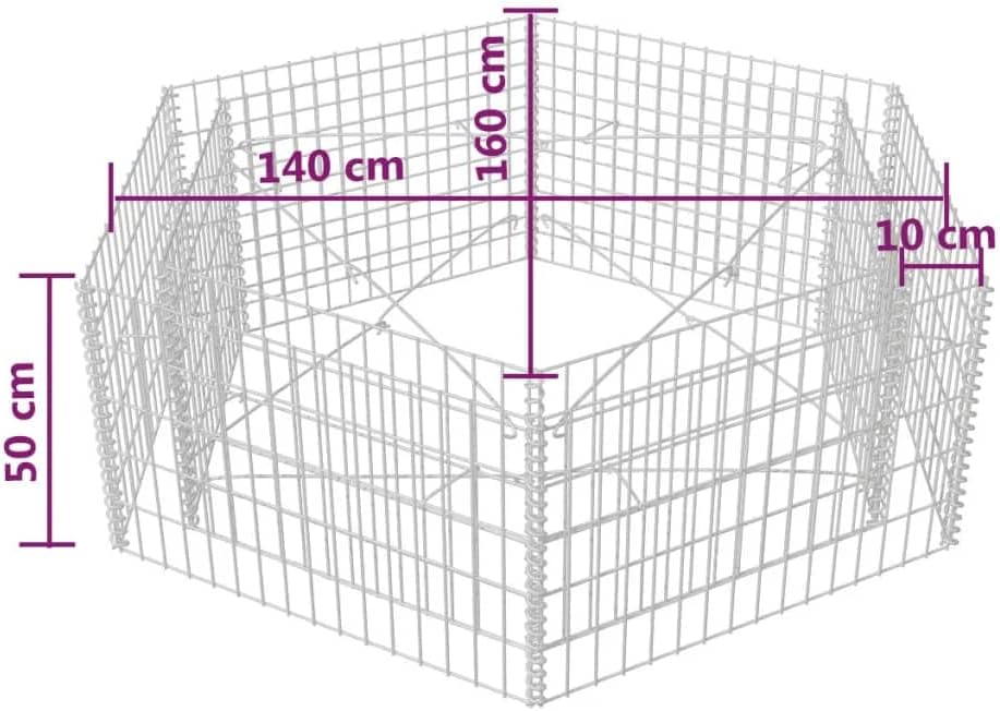 vidaXL Hexagonal Gabion Raised Bed Garden Outdoor Balcony Patio Planter Flower Vegetable Pots Boxes Planting Container Gardening Plant