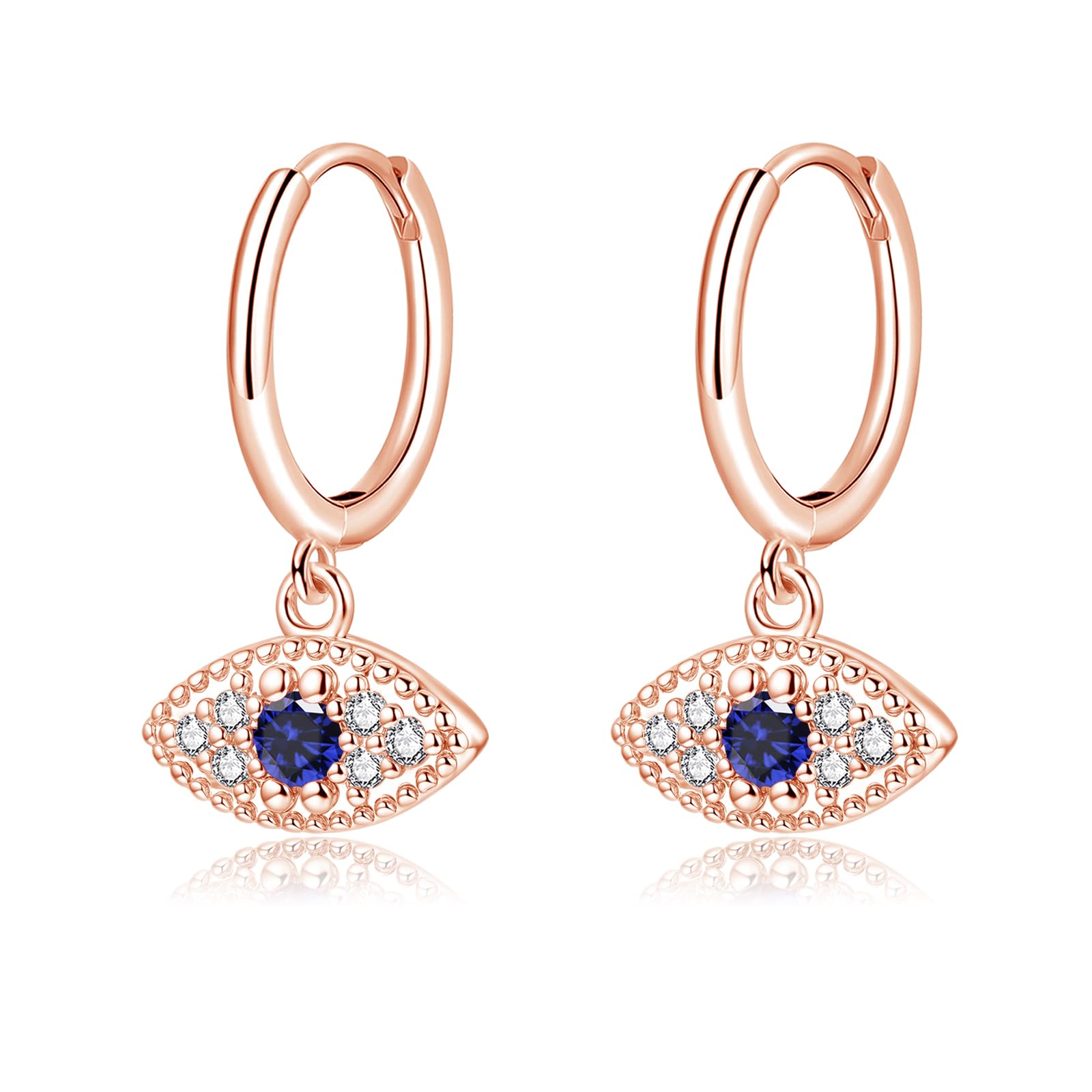 Zolkamery Ohrringe Silber 925 Hängend, 925 Sterling Silber Creolen Ohrringe mit Stab/Herz/Augen Anhänger, Zirkonia Ohrhänger für Damen, Neutral Hypoallergen Hängeohrringe, Damenschmuck mit Box