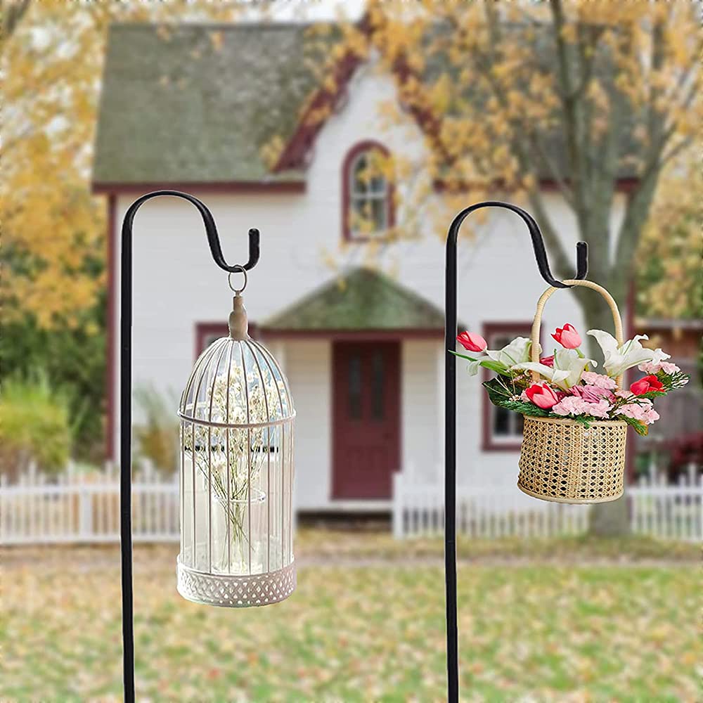 2 Pezzi Gancio Da Pastore,Ganci Da Pastore Da Metallo Giardino,Gancio Piante Per Uccelli,Luci Solari,Cestini,Lanterne,Decorazione