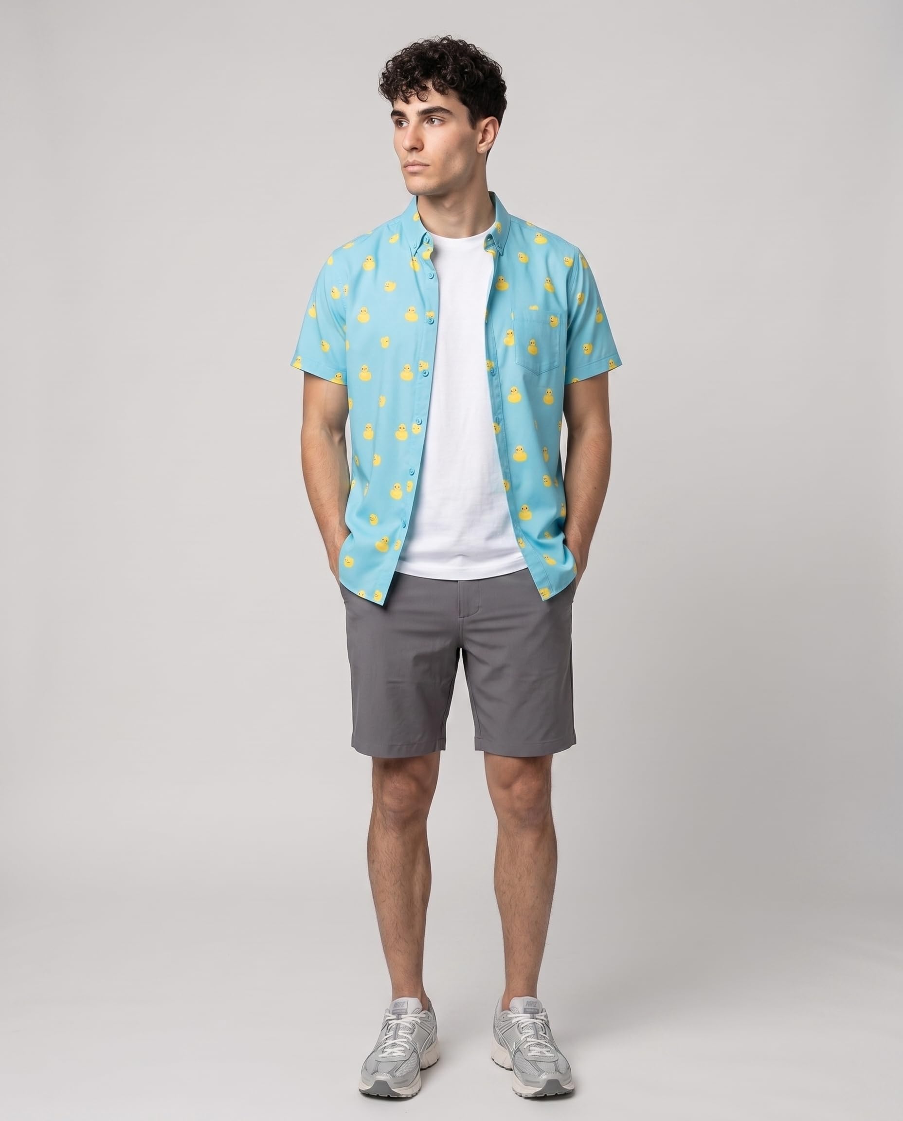 Visive Camisa Hawaiana de Manga Corta con Botones para Hombre Grande