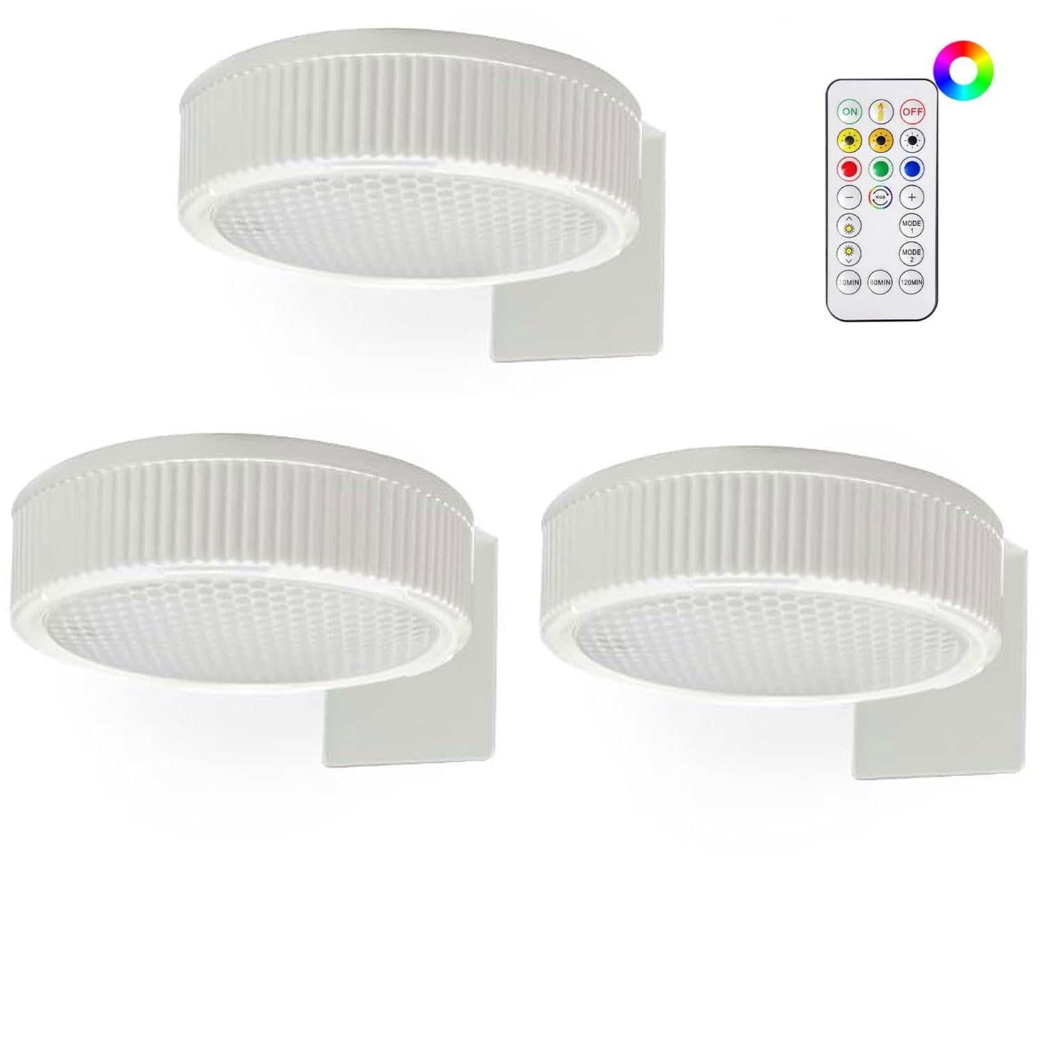 3 Pack Picture Lights for Wall, Battery Powered Magnetic Poster Lights with 3 Color Temps&20 RGB, Remote Dimmable Timer Painting Light,Wireless Wall Decor Light for Art Display, Picture, Frame (White)