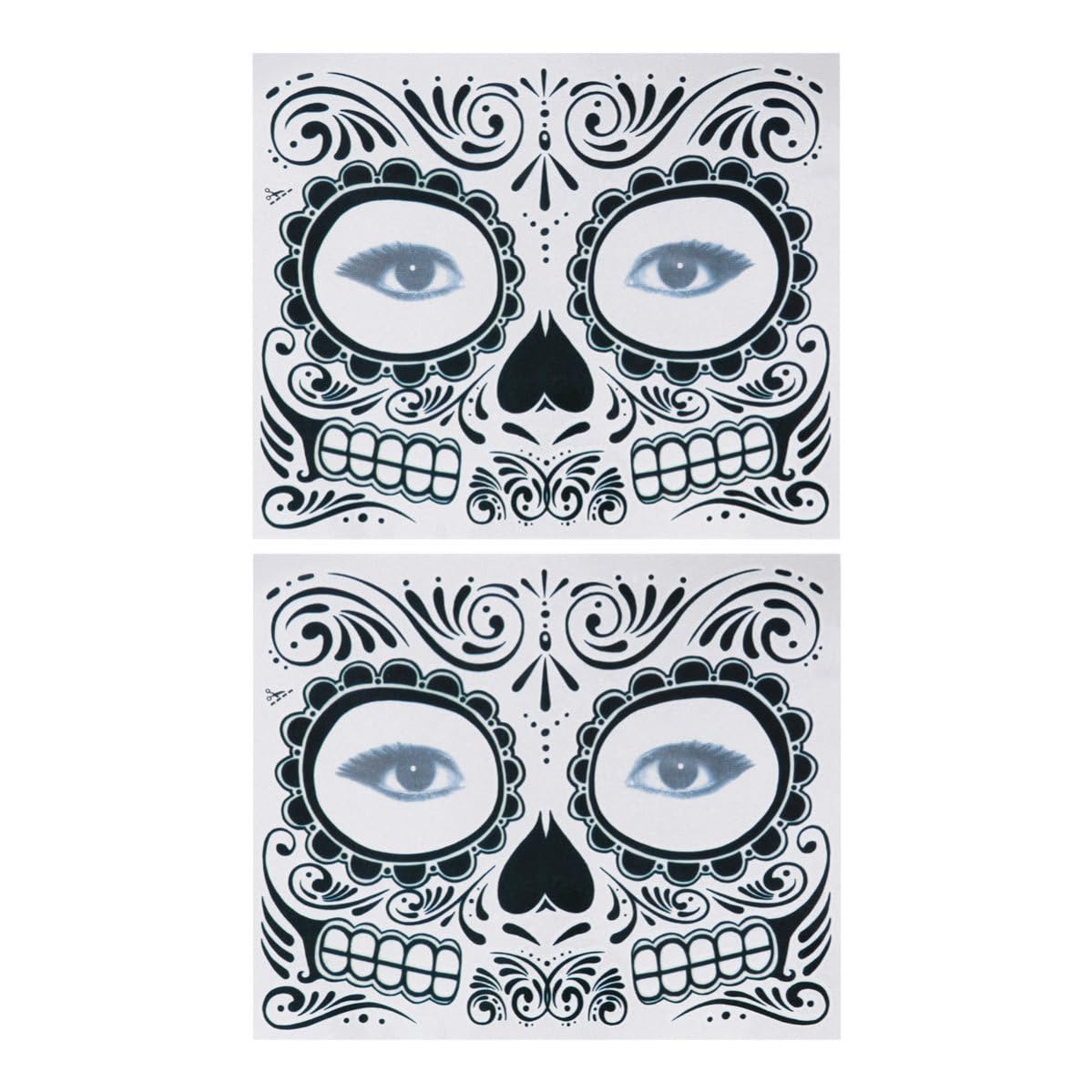 2 Piezas Tatuajes Faciales Temporales Impermeables T-007 de Papel