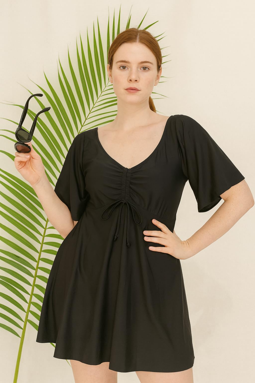 EVAINTIMATES Classic Black Flare Beach Cover-Up Swimwear, Designed for Effortless Elegance and All-Day Comfort. 1