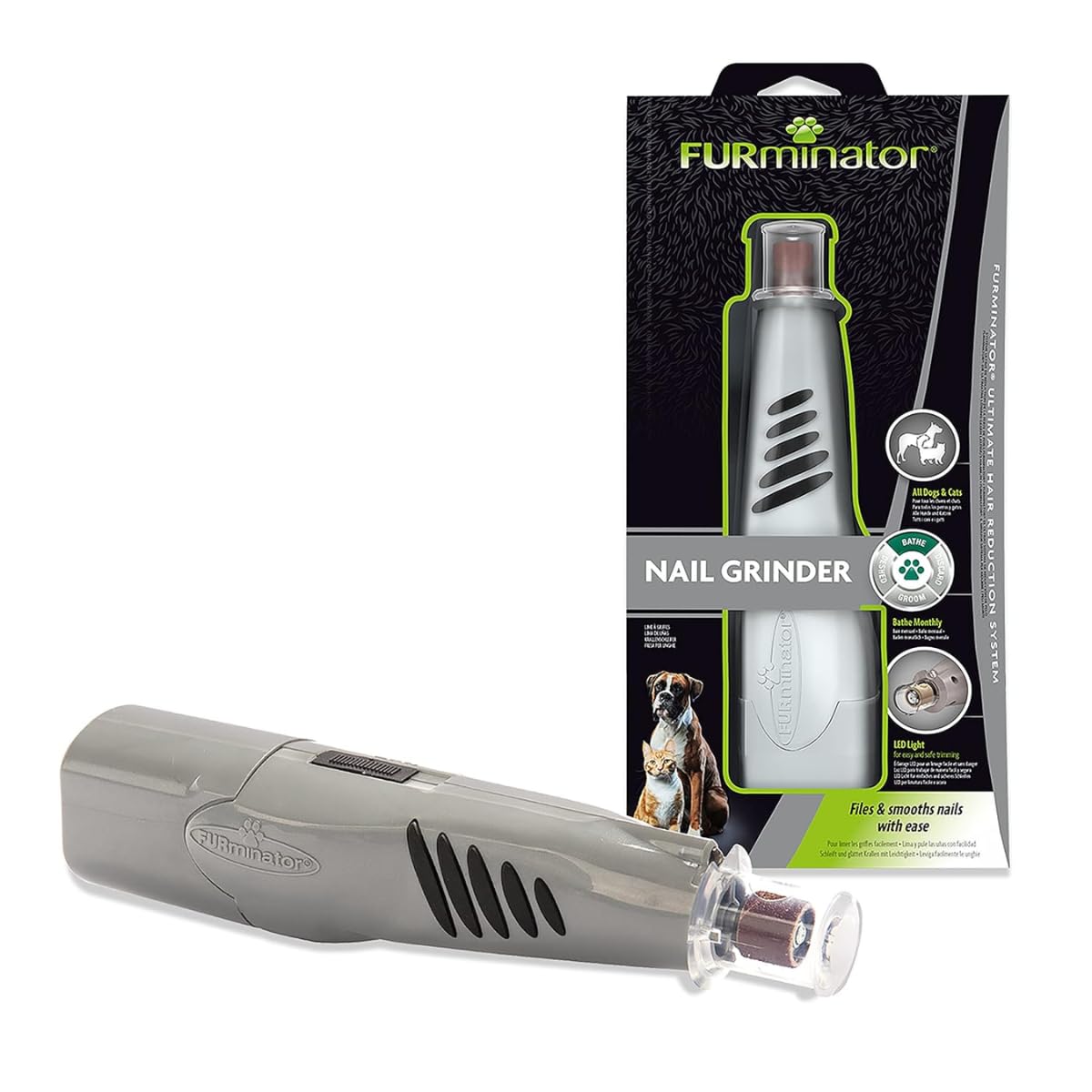 FURminator Levigatrice per unghie per Cani e Gatti - Levigatrice per unghie senza fili con luce LED e 2 impostazioni di velocità