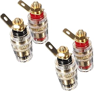 Aflytep - Amplificador de altavoz (4 unidades, terminal de 4 mm), color blanco