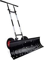 Best Choice Products 36in Heavy-Duty Galvanized Steel Snow Pusher Plow with 2 Wheels, Adjustable Handle & Blade Angle - Black