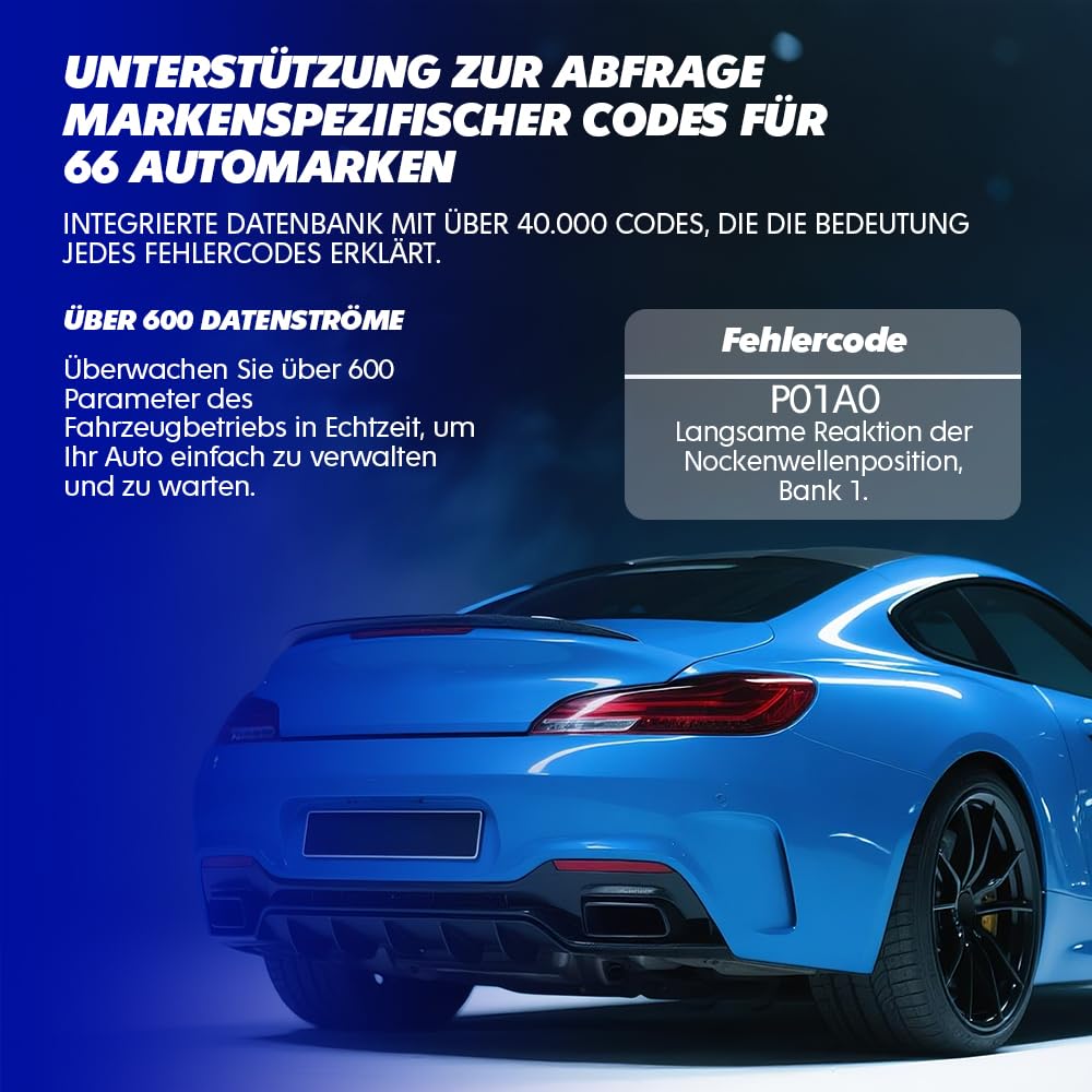 Sparco OBD2-Diagnosegerät für Fahrzeuge, Scanner, Fehlercode-Lesegerät für Motor und Getriebe mit Batterietest und I/M-Emissionsbereitschaft, mehrsprachig, für Benzinfahrzeuge