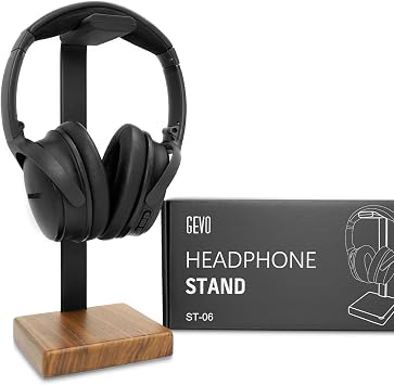 GEVO Headphone Stand for Desk - Wooden Headset Stand for Desk - Wooden Headphone Holder with Airpods Max and MoreSquare