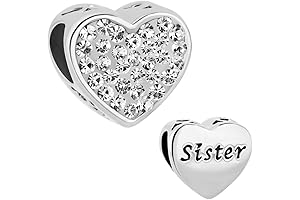 Valentines Day Gifts Sister Charms Heart Love Simulated Birthstone Beads