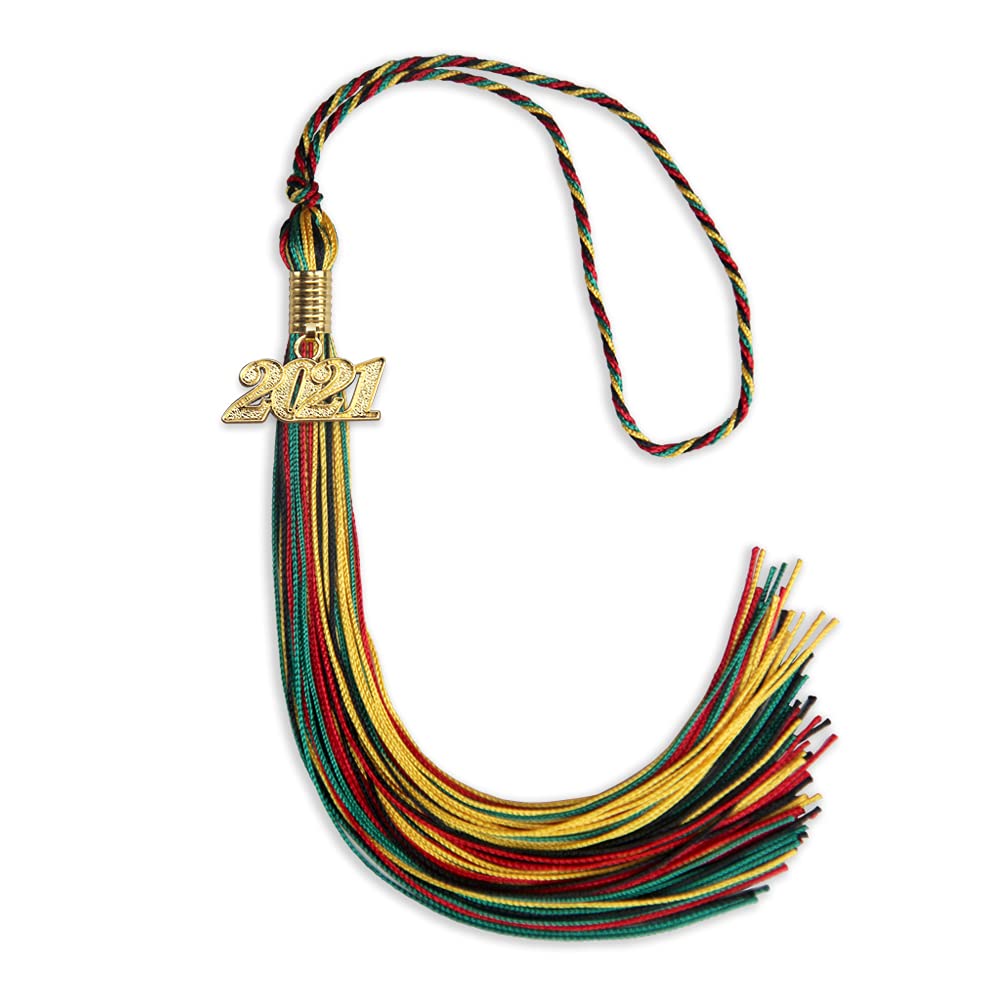 Endea Graduation Mixed Double Color Tassel with Gold Date Drop (Kente, 2021)