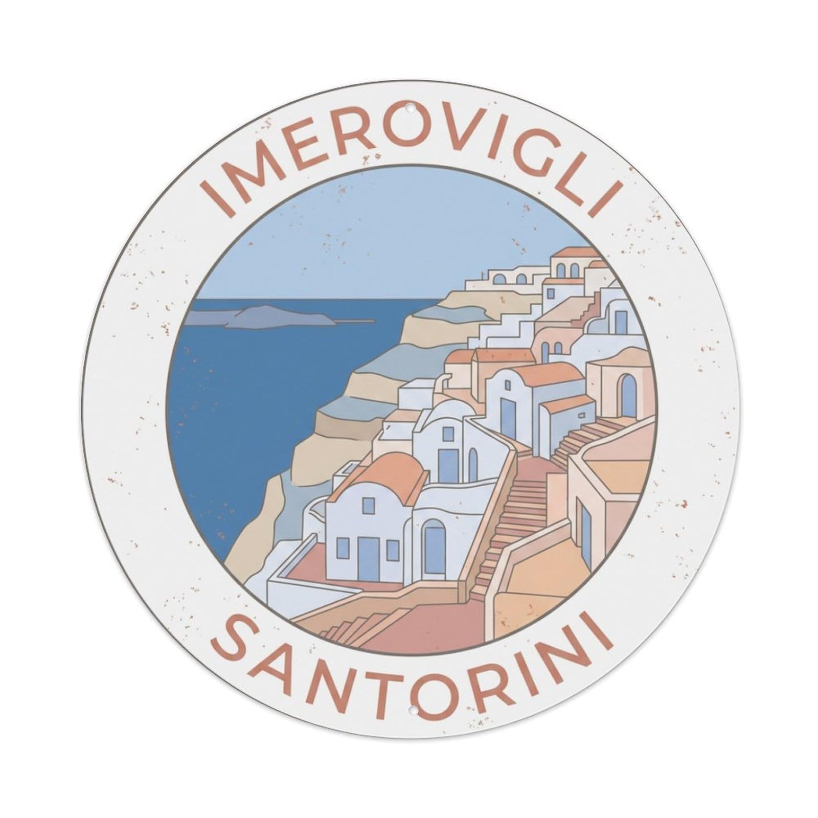 Galvaxio Style Vintage Travel Imerovigli Santorini Heights 2 Metal Tin Sign