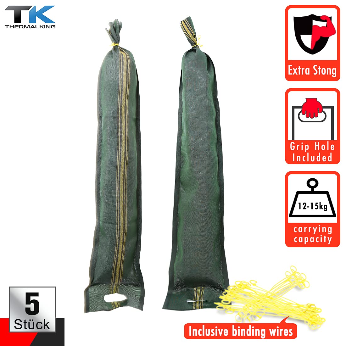 15 Sacchi Per Giardinaggio E Edilizia - 70x113 Cm, Verde, In Polipropilene