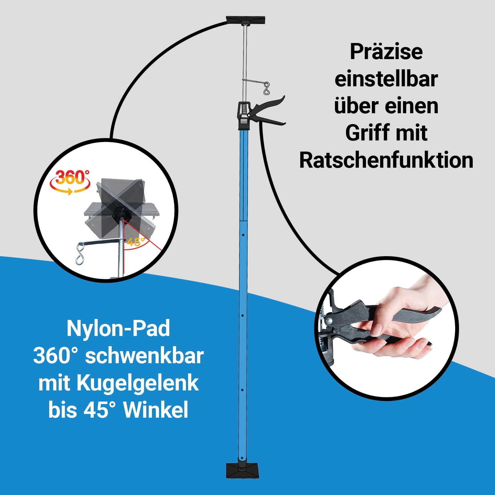 Bituxx Schnellspannstütze Deckenstütze Einhandstütze Montagestütze 115-290 cm (2 Paar)