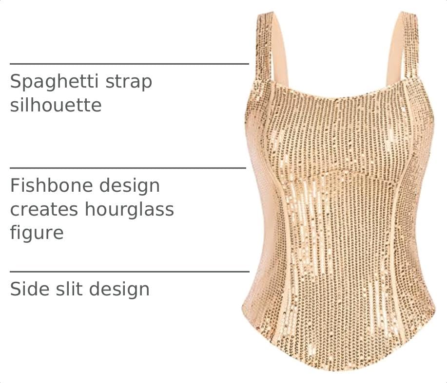 Image of GRACE KARIN Sequin Tank Tops for Women Bustier Corset Top Sparkle Sexy Slim Camisole Sleeveless Party