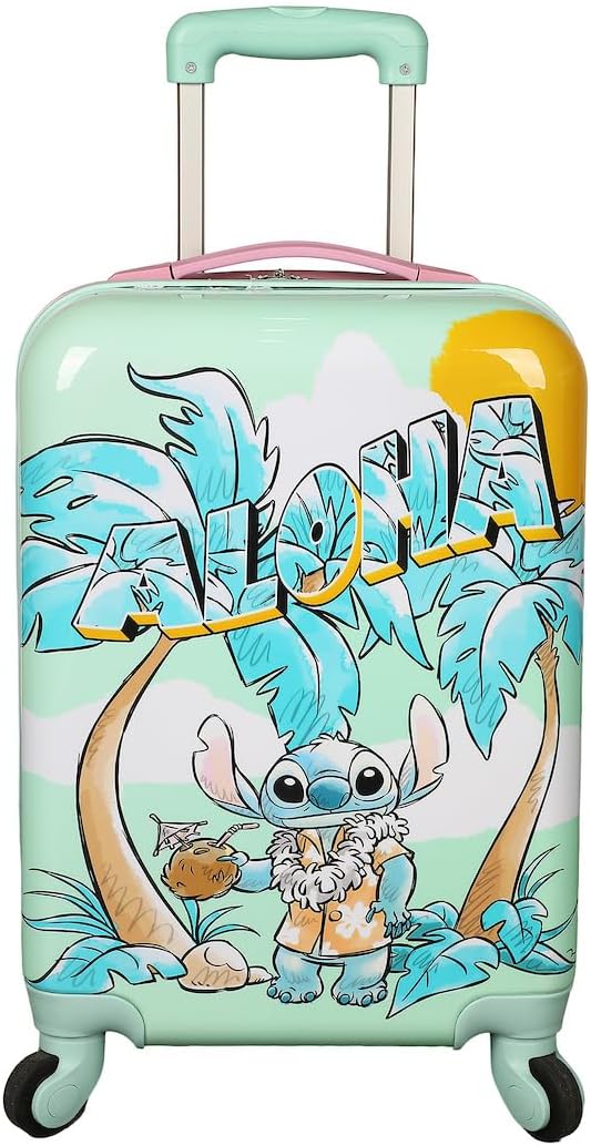 Bioworld Lilo & Stitch Dual-Side Tropical Stitch & Angel Print 20" Adult ABS Luggage