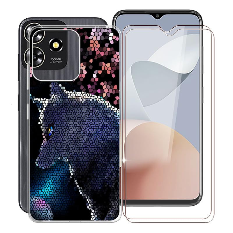 KJYFOANI per ZTE Blade A73 4G Cover e 2 Pezzi Pellicola Vetro Temperato, Transparent Sottile Case Anti-Shock Morbido TPU-Silicone Custodia per ZTE