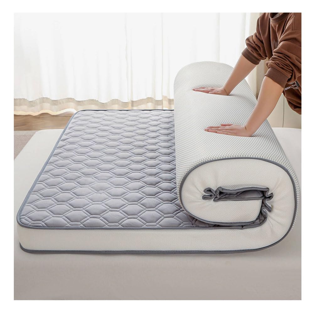Ghygetrich Single Mattress, Mattress Topper Double Mattresses Double Mattress Topper Single Mattress Topper Memory Foam Mattress Topper Grey 150 * 200cm