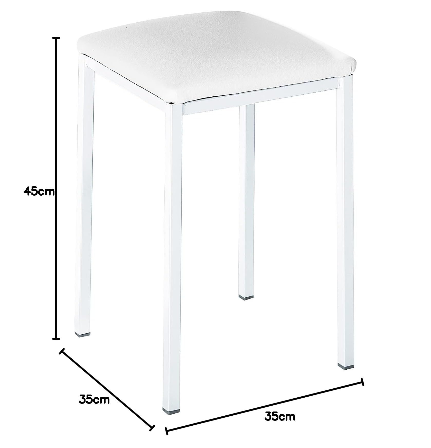 ASTIMESA TACUBL Due sgabelli da Cucina, Metallo Pelle Sintetica, Bianco, Altura de asiento: 45 CMS