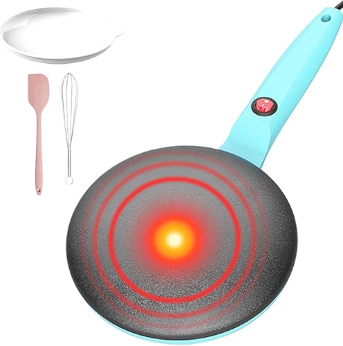Miniatura 9 de Máquina para hacer crepas, plancha eléctrica para panqueques, placa de cocción antiadherente  Herramienta de calor instantáneo de 7.8 pulgadas,