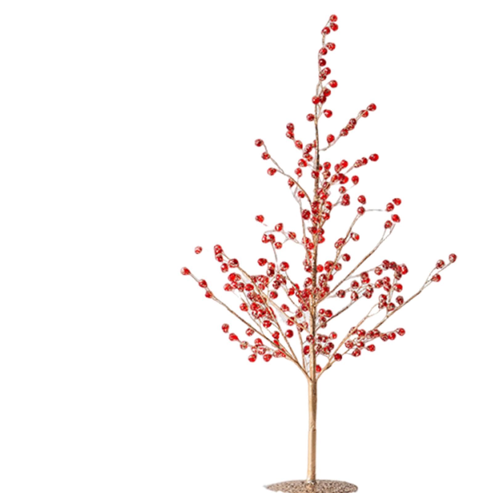 Adorno Navideño de Abedul Artificial, Centro de Mesa, Accesorio, con Alambre de Hierro Acrílico para Arreglo de Escena, Adecuado Par, Rojo, Individual