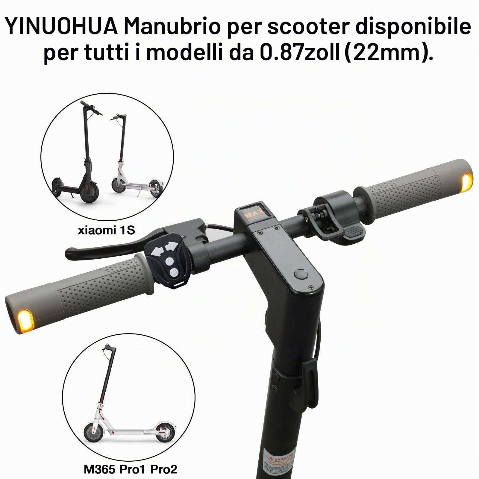 Maniglia Lampeggiante con Luce Manubrio e Segnale di Svolta, Ricarica Wireless Telecomando per Xiaomi M365 Pro2 Ninebot Max G30D