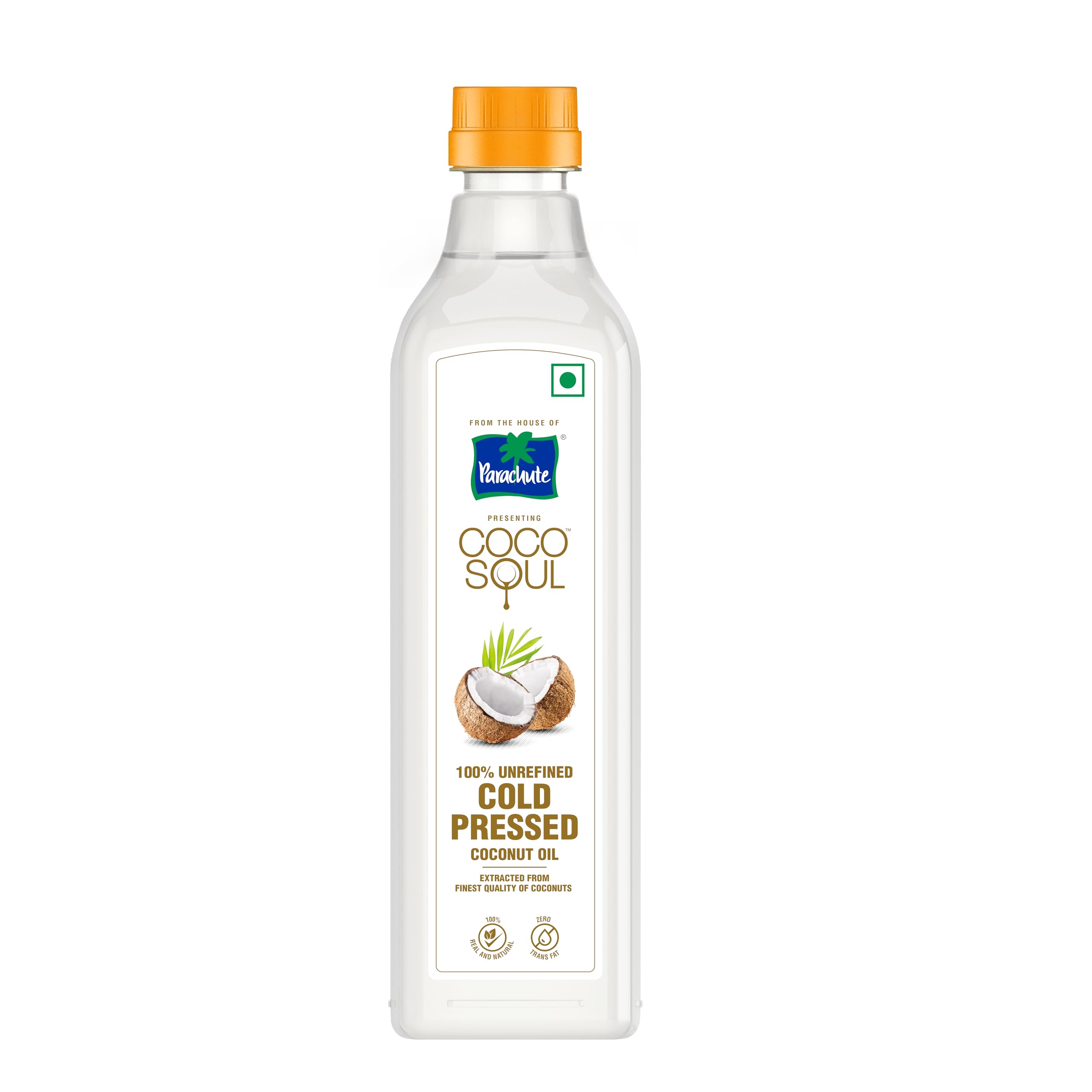 Parachute Coco Soul Cold Press Coconut Oil | Pure Coconut oil | 100% Unrefined Natural & Edible | Zero trans fat | 1L