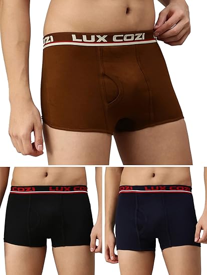 Lux Cozi Men's Cotton Boxers (Pack of 3) (Color & Prints May Vary)