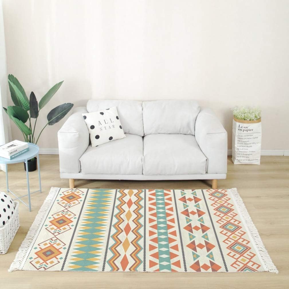 コットンラグ 玄関にキッチンにリビングにキャンプ、グランピンなど使い道たくさん 120*160cm 職人が編んでます 自然な風合い