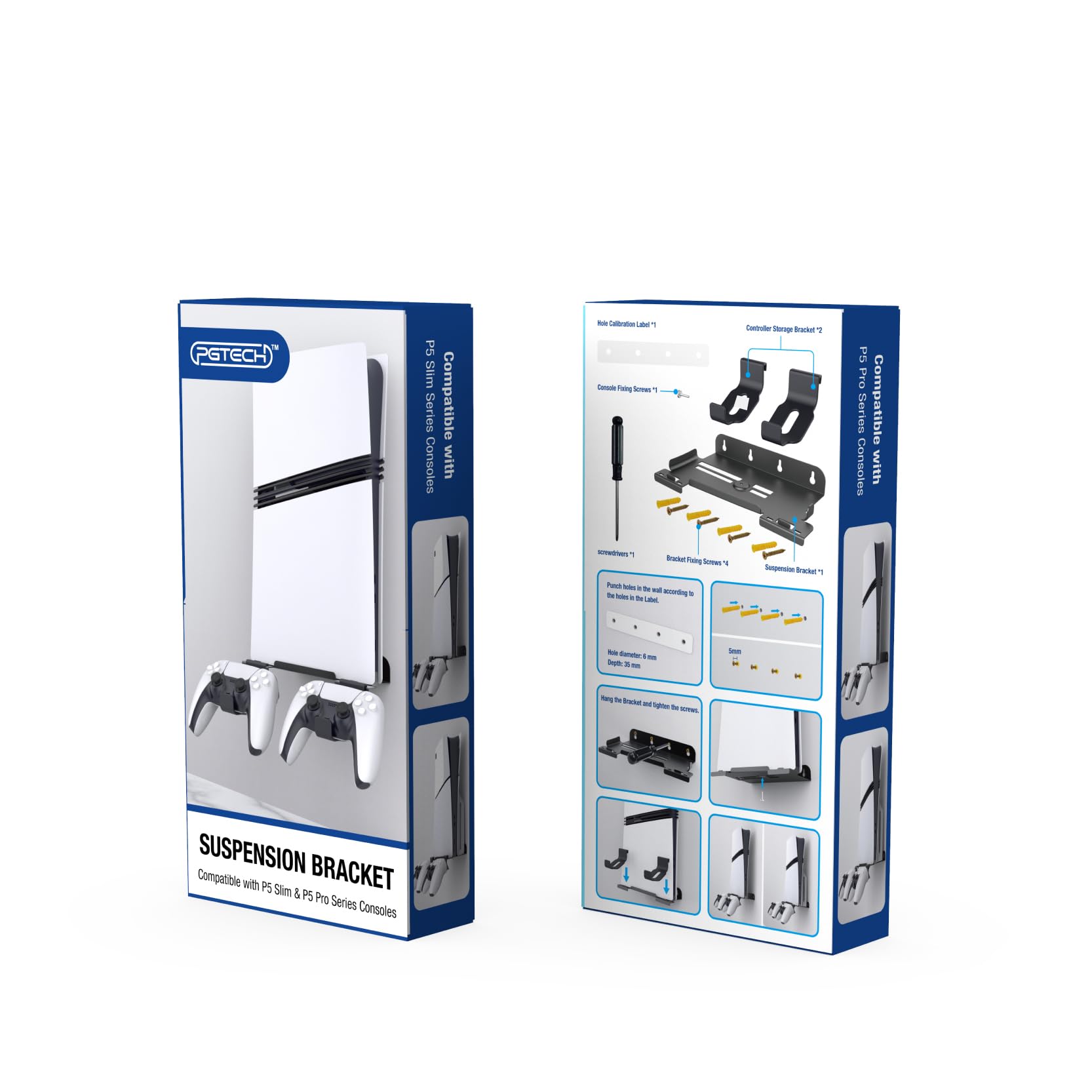 Soporte de Pared Base con soporte para mando Soporte de pared para colgar para PS5 Pro/ps5 Delgado Digital Edition y Disc Soporte de pared para consola Edition (Negro)