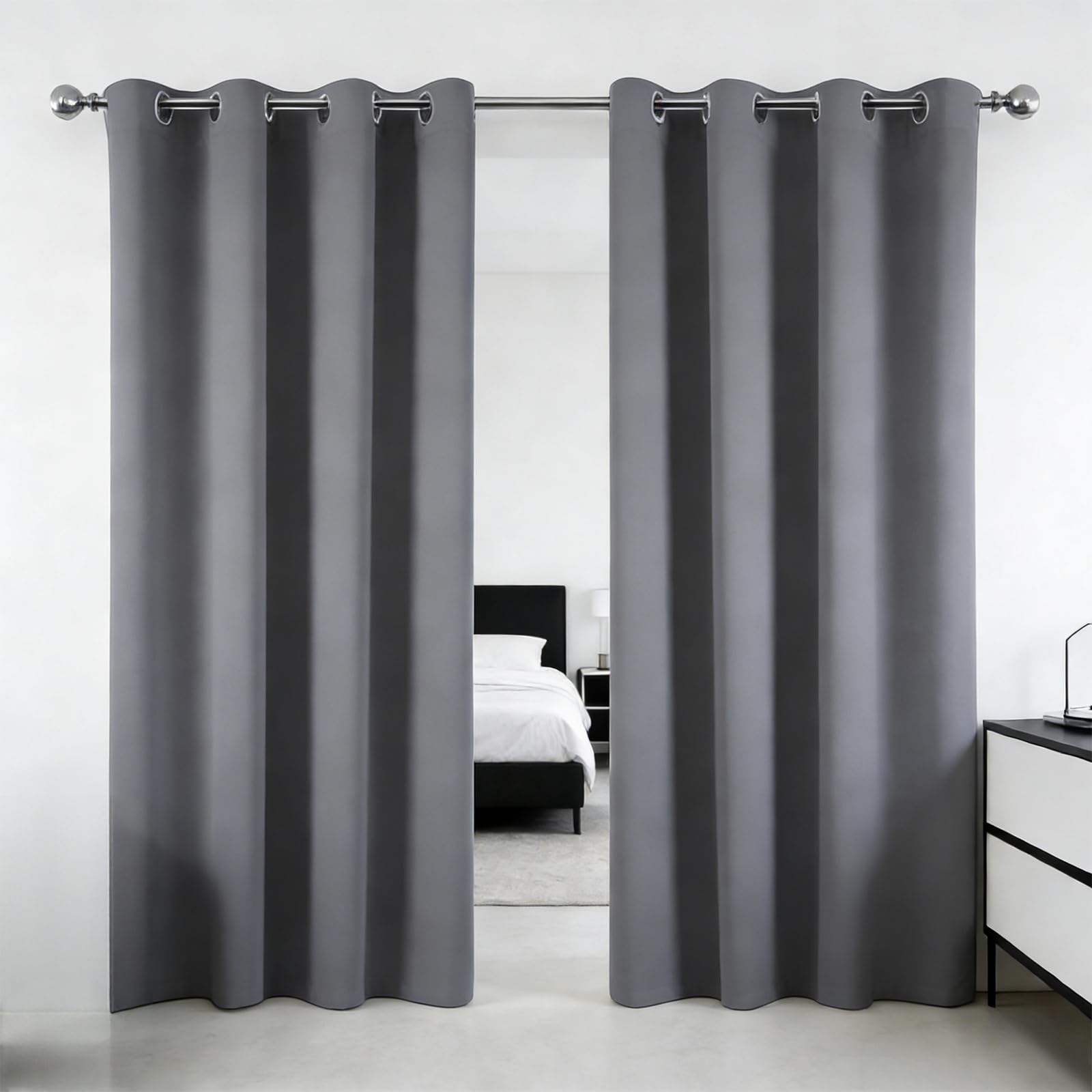 Rideau Occultant 100 x 260 cm Doux, Thermique Isolant, Isolant Thermique, Anti Froid, Bloquer Lumiere, Anti UV Rideaux Brise-Vue pour Salon Chambre Cuisine Dressing, Gris