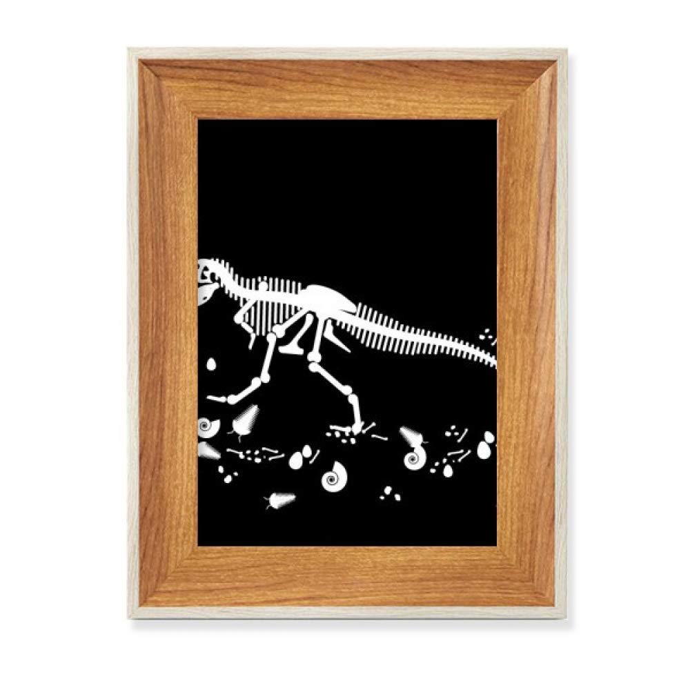 Cadre de photo en bois avec fossiles de dinosaures pour une decoration de bureau elegante
