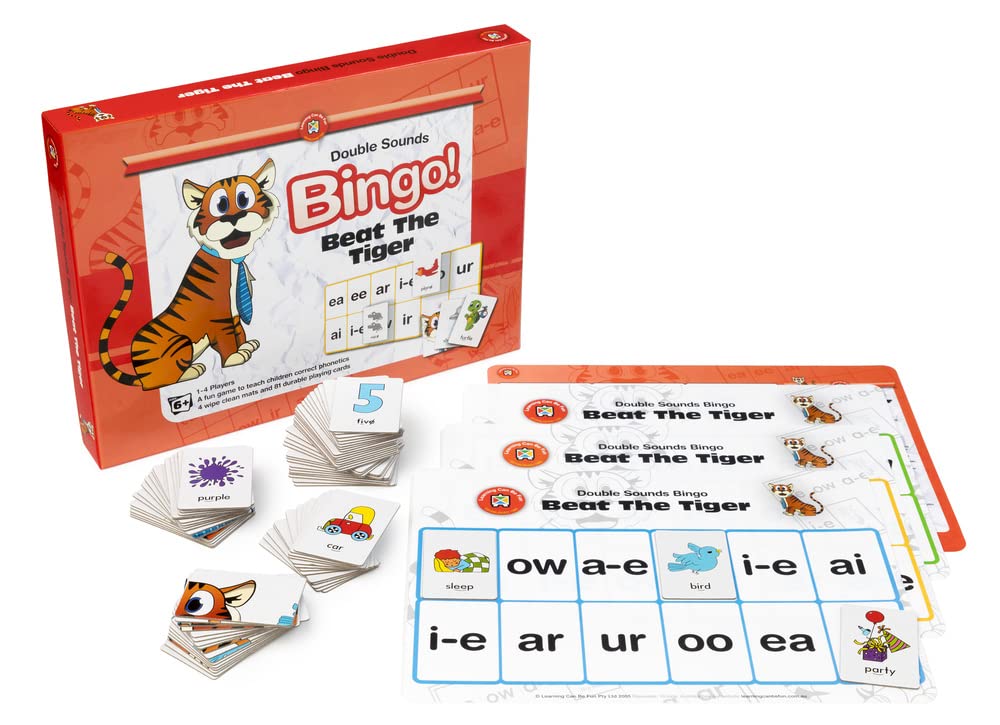 Learning Can Be Fun Educational Vantage Beat the Tiger Double Sounds Bingo, Red