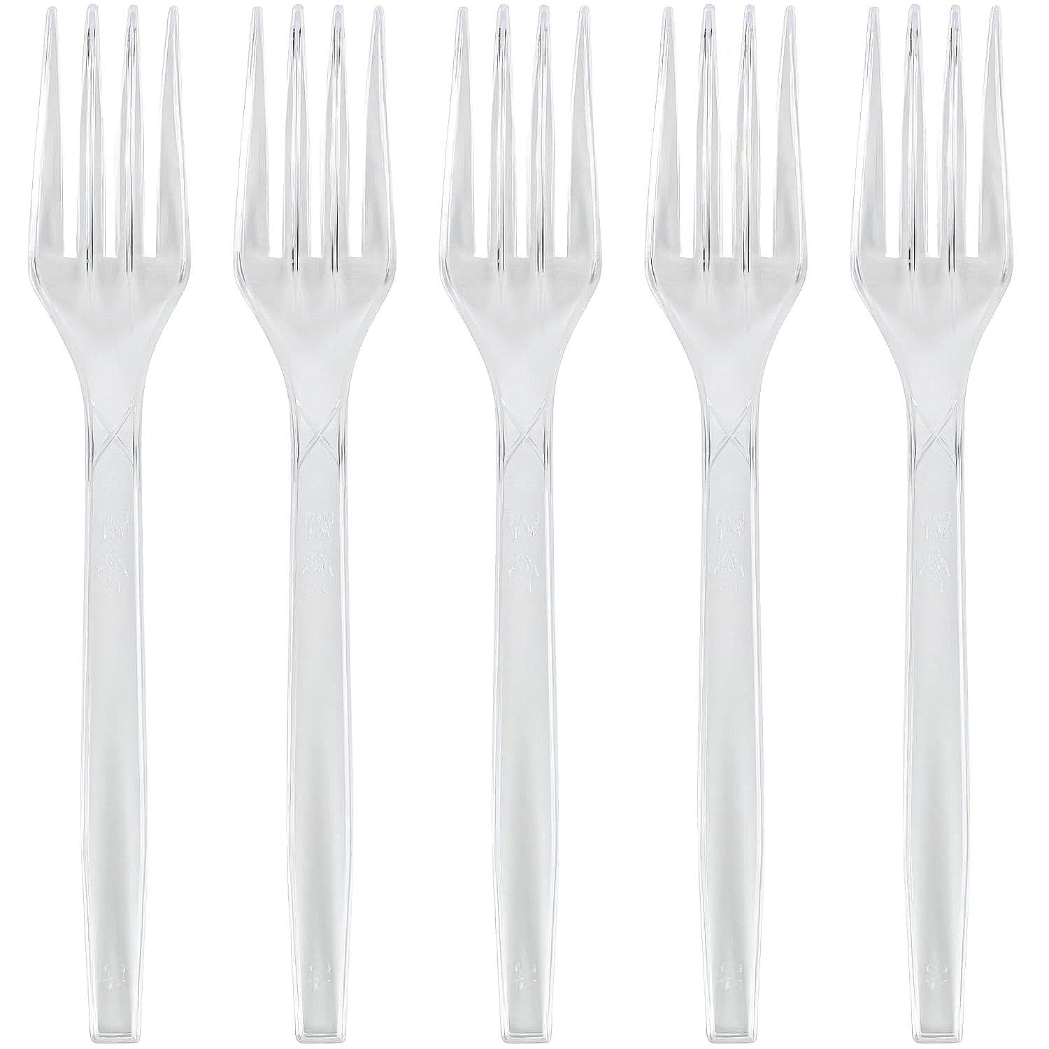 Basic Cutlery Collection 50-Count Medium Weight Clear Plastic Forks | Disposable & Convenient for Parties, Picnics, Events