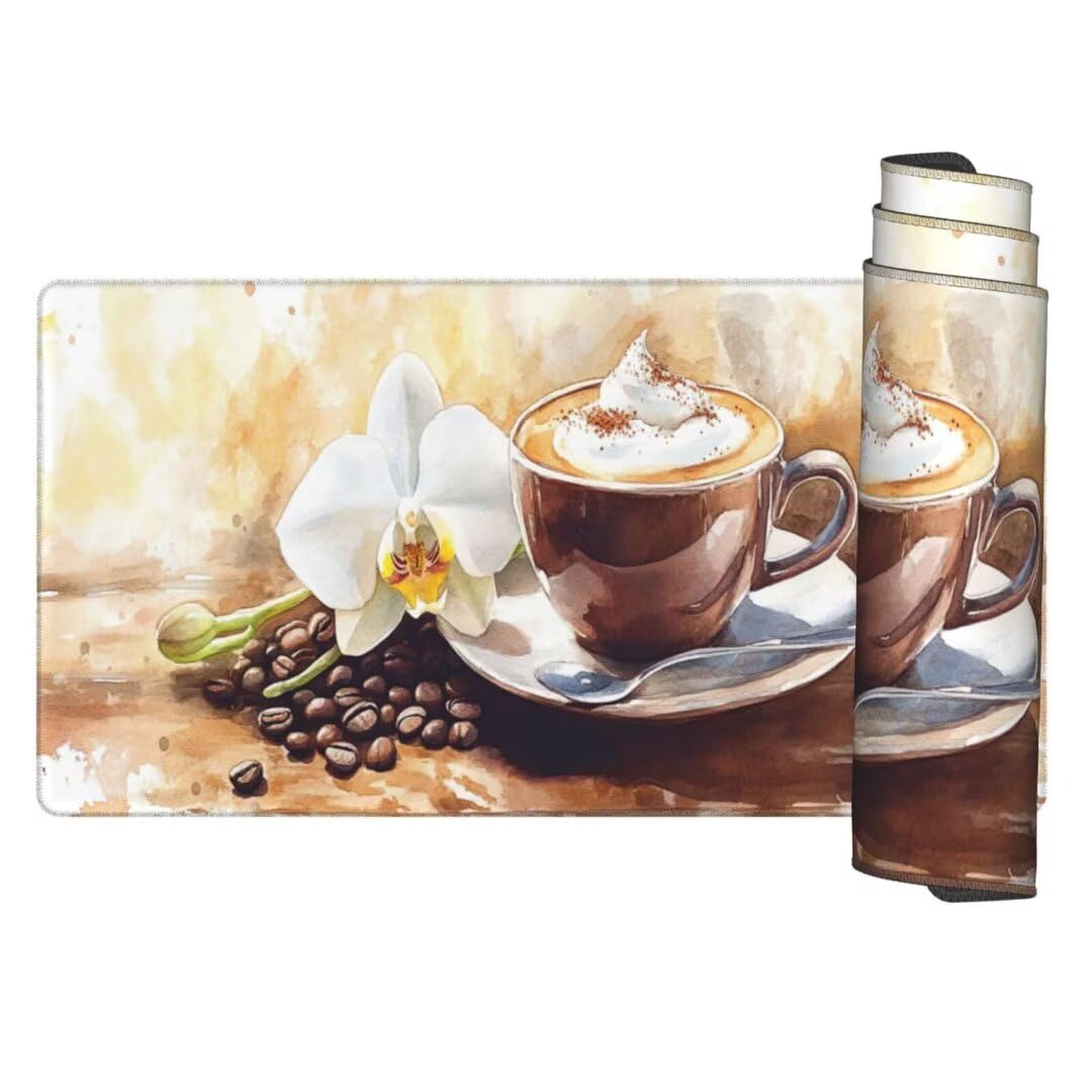 Alfombrilla Ratón XXL 1000 x 500 mm, Café Alfombrilla de Ratón con Base de Goma Antideslizante, Alfombrilla Escritorio Impermeable Alfombrilla Ratón Desk Mat, Mouse Pad para Gamers, Oficina Flor gq321