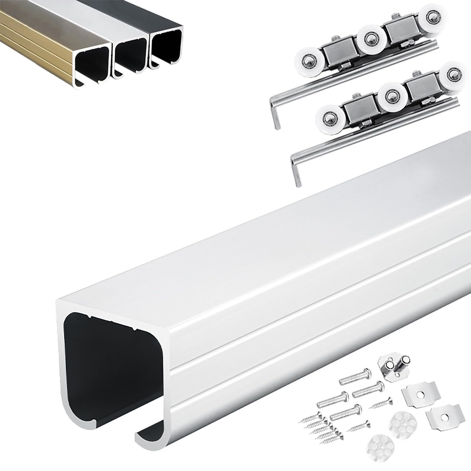 Okucia do drzwi przesuwnych, zestaw aluminiowych szyn do drzwi stodoły, zestaw szyn do drzwi przesuwnych 50 cm do użytku wewnętrznego/zewnętrznego, elementy do drzwi kieszonkowych, dostępne w kolorze