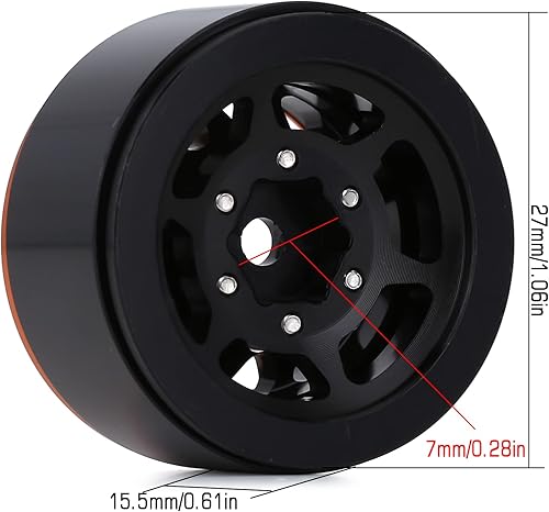 Miniatura 10 de INJORA Llantas de rueda 1.0 RC de metal Beadlock llantas para todos los accesorios de actualización de automóvil a escala 124 axial SCX24 (negro y