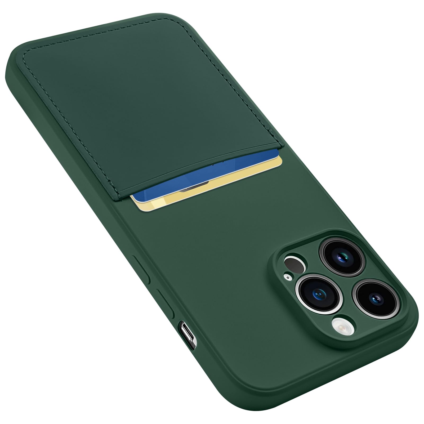 Karrint Designed for iPhone 14 Pro Max Case with Card Holder for Women Men Soft Silicone Cover [Microfiber Lining] Full Camera Protection Shockproof