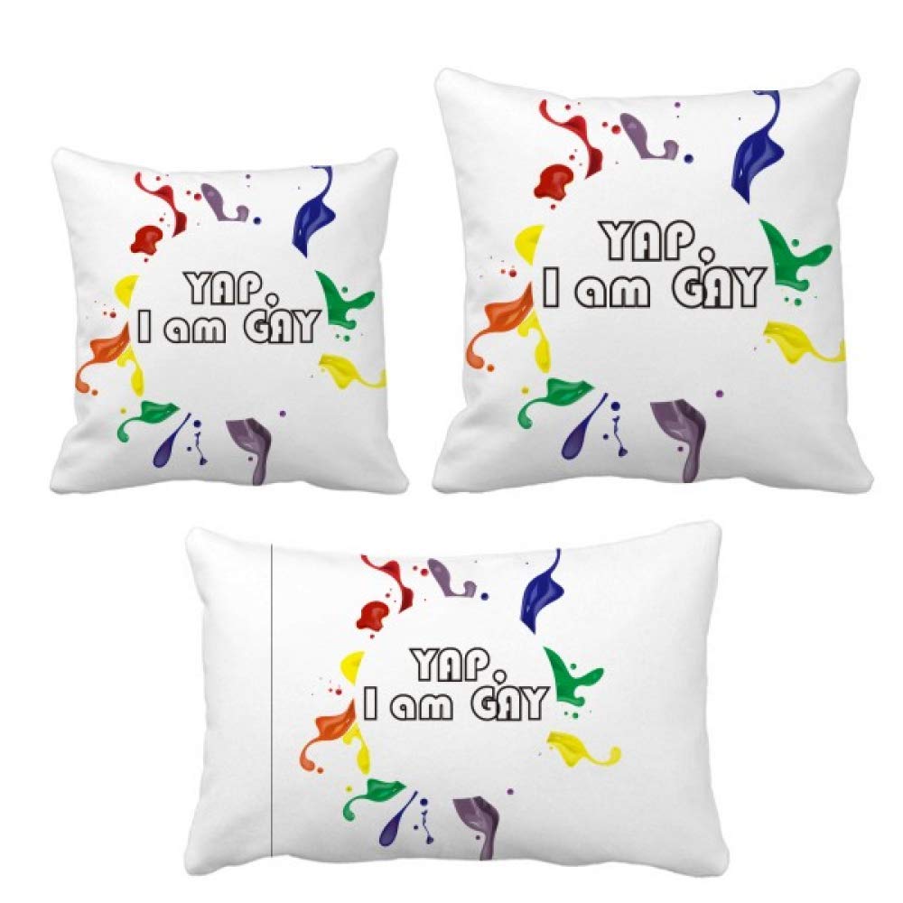 Housse de coussin LGBT drapeau arc-en-ciel Yap I Am Gay décorative