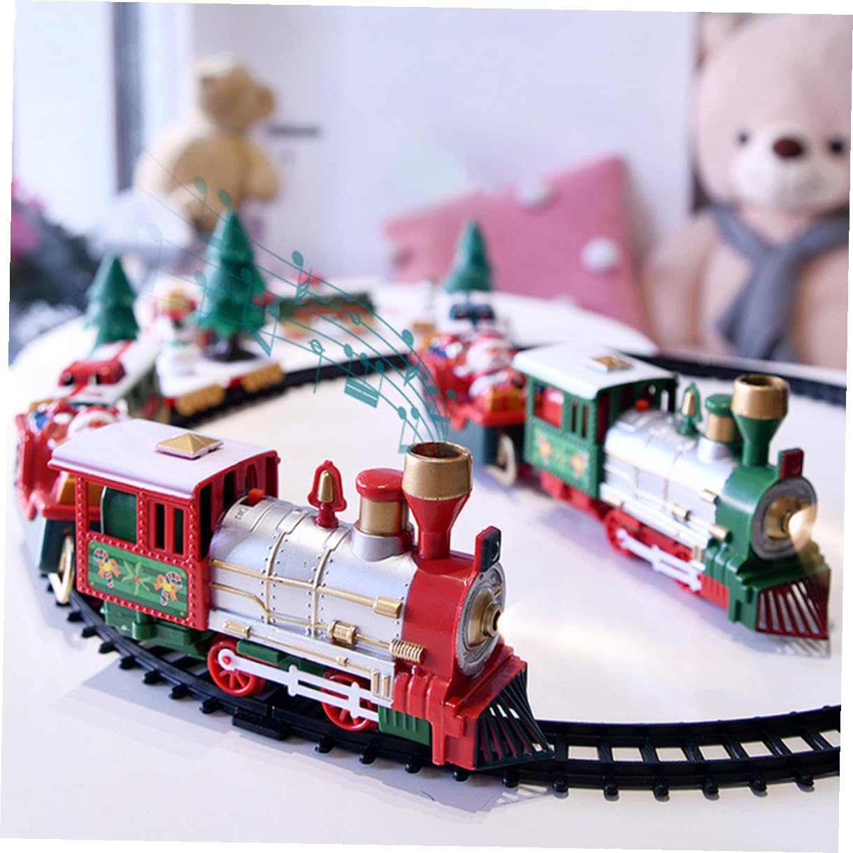 Tren de Juguete Navideño Eléctrico con Vías Diseño Pequeño Batería Adorno Creativo para Decoración de Navidad Adecuado Ambiente Festivo