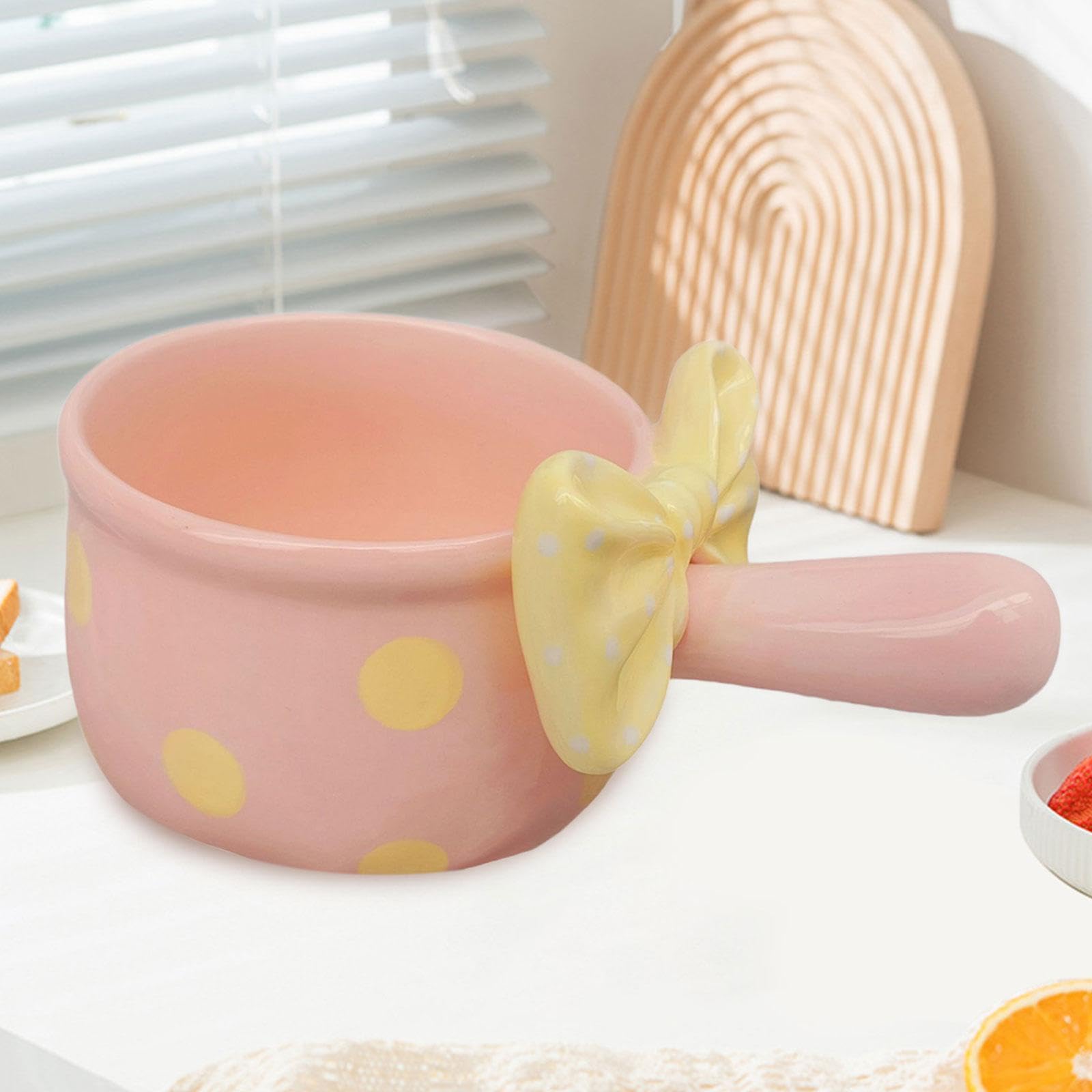 perfk Ciotola per zuppa di cipolle francese in ceramica con manici, ciotola per insalata di frutta da 600 ml per pasta, ristorante, stufato di manzo, Rosa