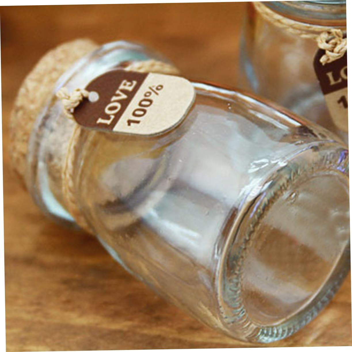 12 Pcs Glass Favor Jars with Cork Lids Decorative Honey Pot Bottles with Label Tags for Spices Candy Candle Making Wedding Favors and Home