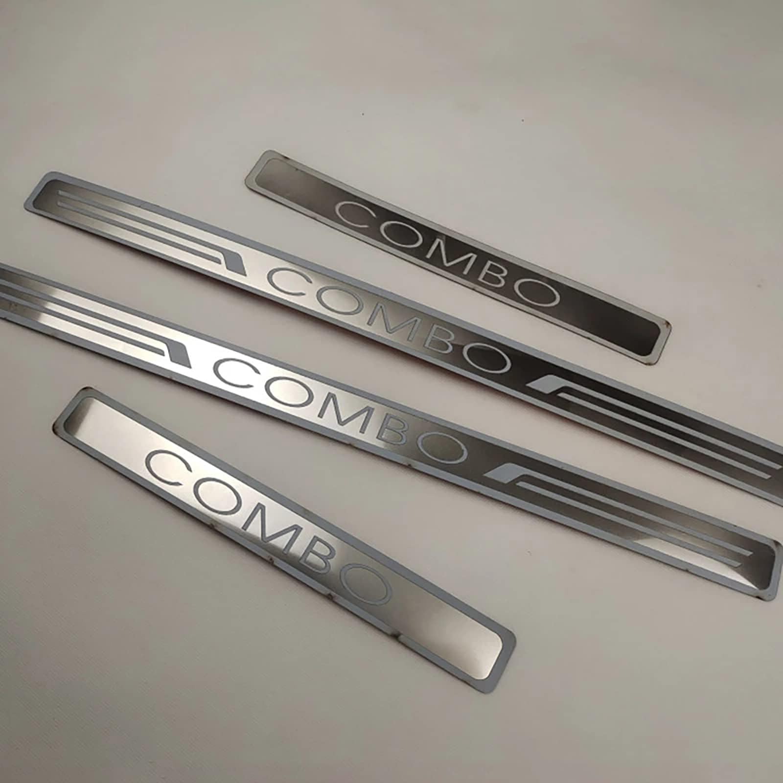 Symilov 4pcs Car Door Sill Protector for Op-el Combo 2018-2022 Car Threshold Scuff Plate Stainless Steel Stickers Styling Accessories,Silver