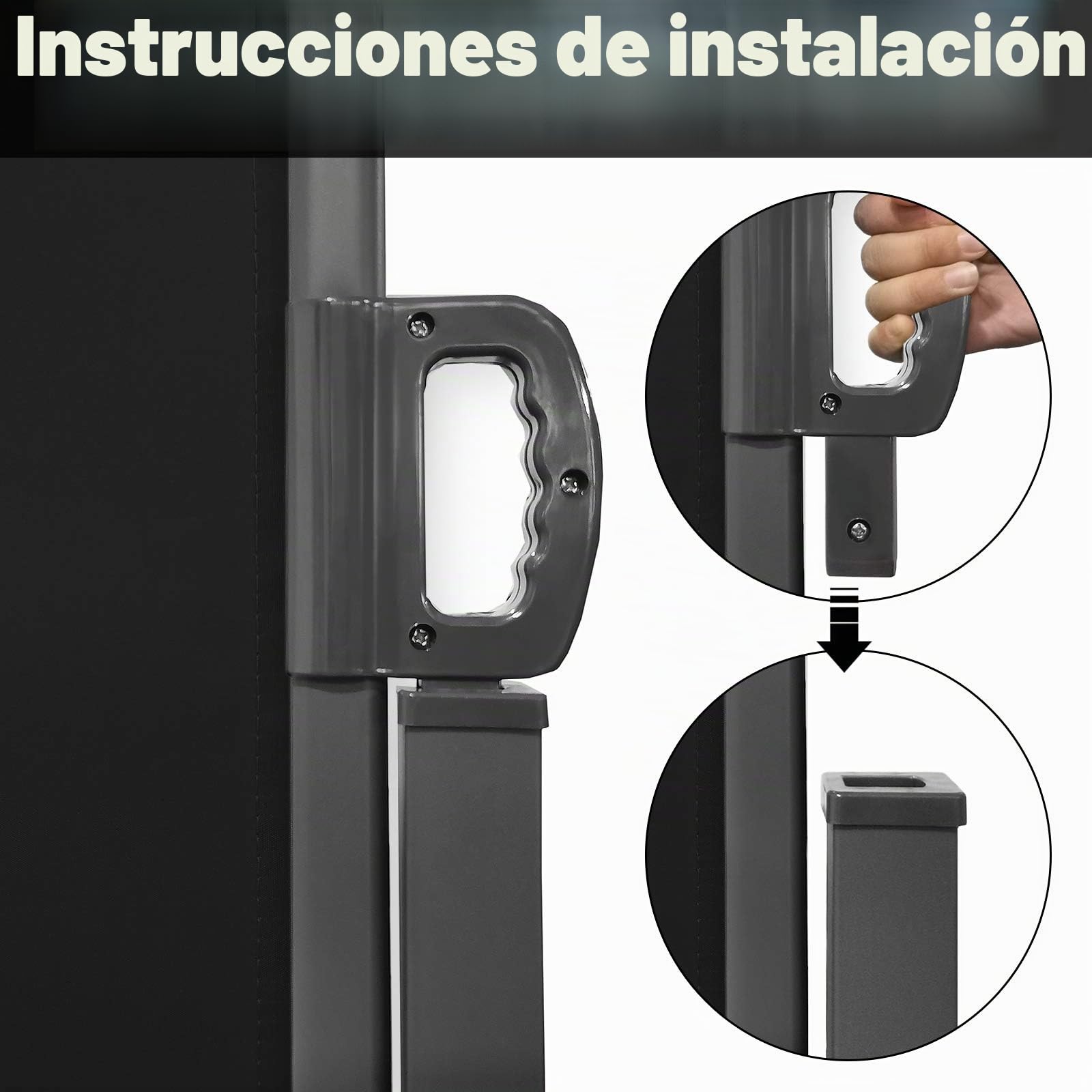 Froadp 180x600cm Toldos de Exterior para Patio Carpas Mampara de Poliéster Resistente Biombos Lateral Retráctil para Balcón y Terrazas Verticales Pergolas Protege la Privacidad y Solar (Antracita)