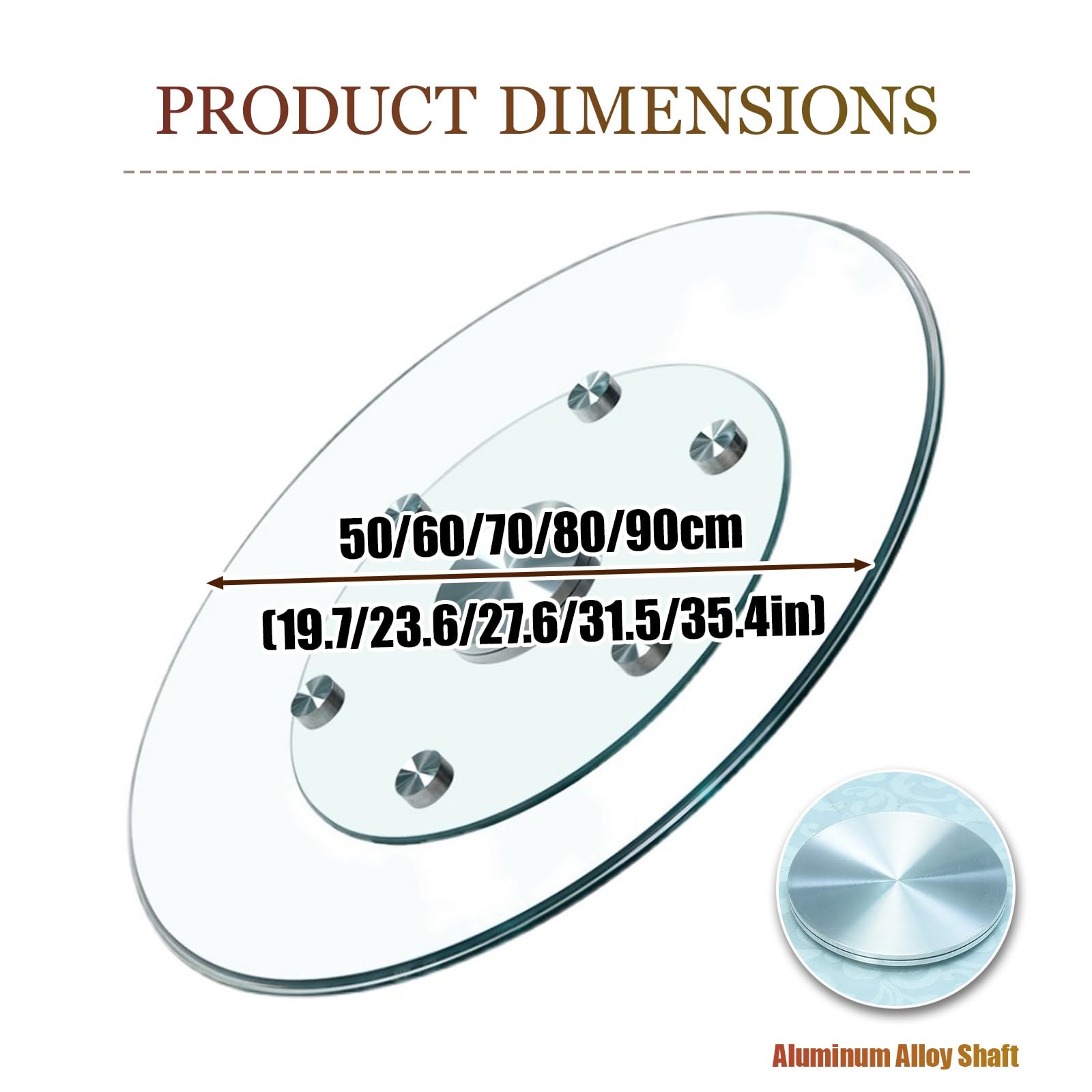 Plateau tournant Lazy Susan à double couche en verre trempé rond rotatif à 360° silencieux avec 6 roues pour centres de table de fête