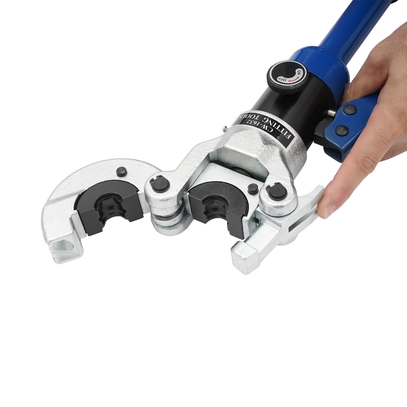 Pince à Sertir Professionnelle Tuyaux avec 7 V-Mâchoires, V Pince à Sertir Hydraulique avec Tête Rotative à 180°,Pression de Travail Max. 80 kN, V12/14/15/16/18/22/28, pour Tuyaux en Cuivre