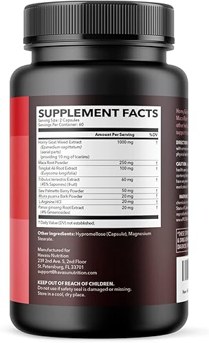 Miniatura 3 de Horny Goat Weed Cápsulas para hombres y mujeres  Rendimiento extra fuerte y apoyo energético con Tongkat Ali, Muira Puama y Saw Palmetto  Suplemento